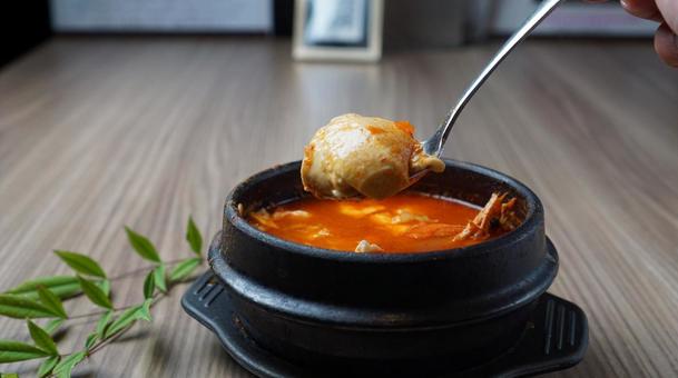 純豆腐 スンドゥブ,豆腐,辛いの写真素材