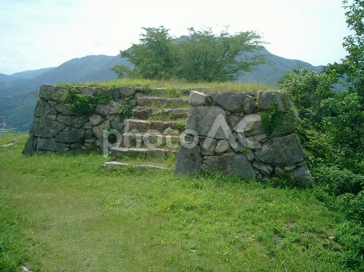 竹田城本丸石垣 竹田城の写真素材