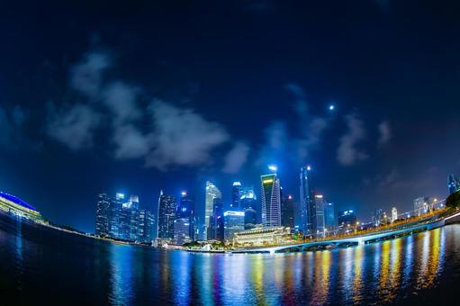 シンガポール市街地の夜景 シンガポール市街地の夜景の写真