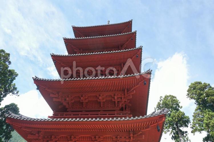 山梨県身延山五重塔 山梨県,身延山,五重塔の写真素材