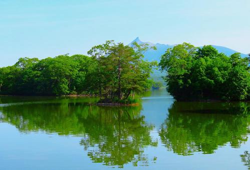 北海道大沼公園 北海道大沼公園 大沼公園,大沼,大沼国定公園の写真素材