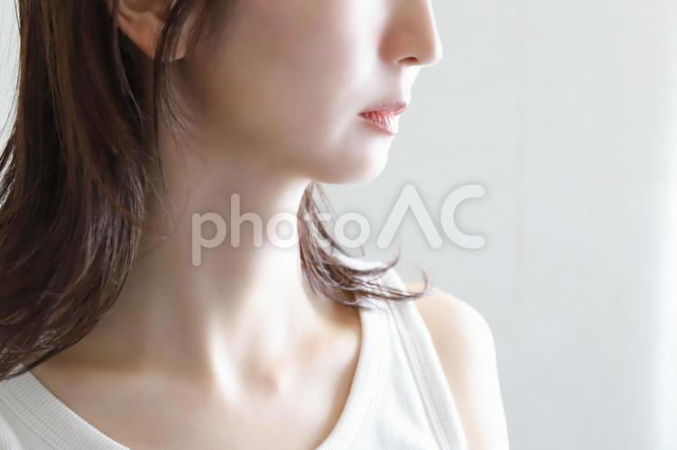 女性の横顔　フェイスライン 女性の横顔,フェイスライン,フェイスケアの写真素材