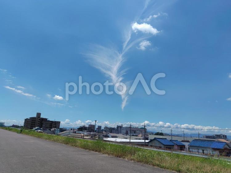龍神様のような雲が浮かぶ青空 空,晴れ,skyの写真素材
