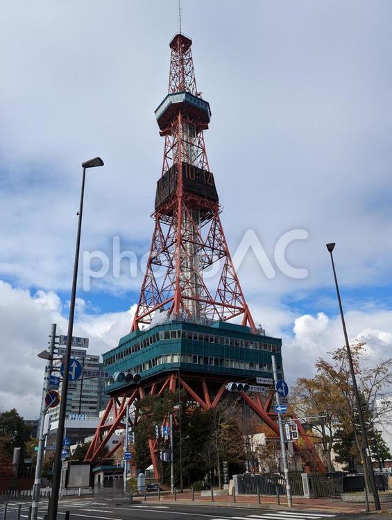 創成通りから見る札幌テレビ塔 札幌テレビ塔,大通公園,札幌の写真素材