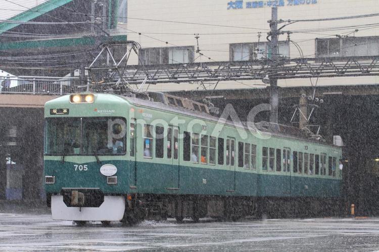 京阪大津線、700形、旧塗装 鉄道,交通,電車の写真素材