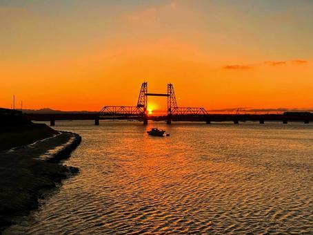 筑後川昇開橋 筑後川昇開橋 筑後川昇開橋,筑後川,大川の写真素材