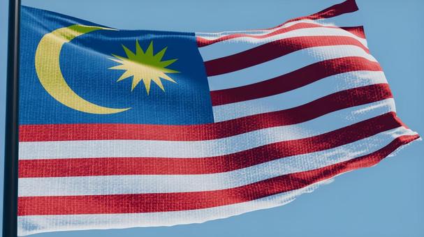 マレーシア国旗・風になびく マレーシア国旗・風になびく マレーシア,国旗,旗の写真素材