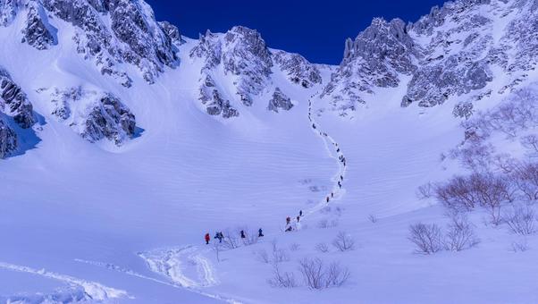 冬の木曽駒ヶ岳・千畳敷カール 冬の木曽駒ヶ岳・千畳敷カール 雪山,木曽駒ヶ岳,千畳敷の写真素材