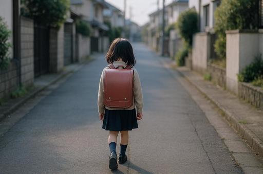 1人寂しく帰宅する女の子 1人寂しく帰宅する女の子の写真