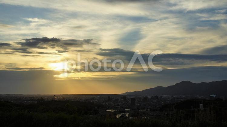 雲の美しい夕焼。 風景,自然,夕焼の写真素材