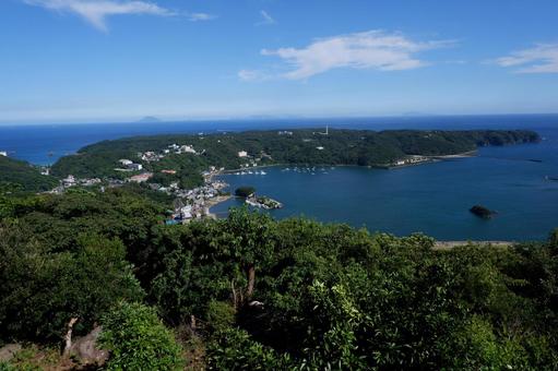 View of Shimoda from Mt. Nesugata, mt., sea, mountain, JPG