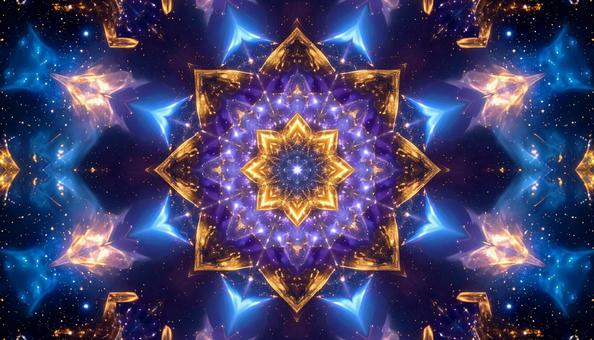 宇宙に咲く黄金の星模様 万華鏡の写真
