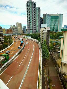 首都高速都心環状線 首都高速都心環状線,汐留付近,s字カーブの写真素材