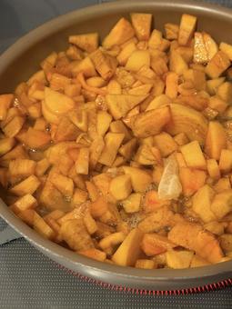 柿ジャムをつくる過程 柿,かき,秋の写真素材