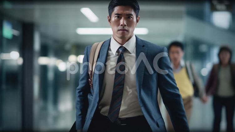 大至急　営業行ってきます！　ビジネスマン 男性,人物,ビジネスマンの写真素材