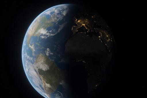 地球の昼夜境界の写真