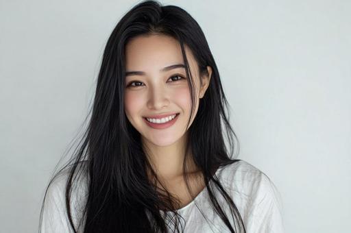 笑顔の綺麗な黒髪日本女性 笑顔の綺麗な黒髪日本女性の写真