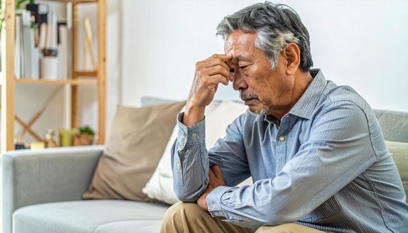 60代の悩む男性イメージ 60代の悩む男性イメージの写真