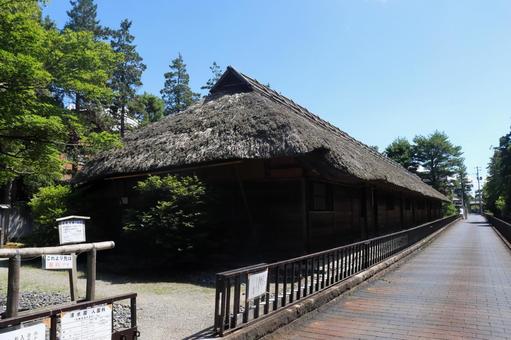 新潟県新発田市に現存する足軽長屋（重文） 足軽長屋,重要文化財,長屋の写真素材