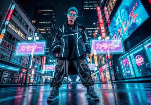 サイバーパンク都市ストリートファッション サイバーパンク都市ストリートファッションの写真