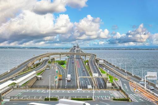 東京湾アクアライン・海ほたる アクアライン,海ほたる,東京湾の写真素材
