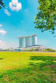 【シンガポール】緑とマリーナベイサンズの写真