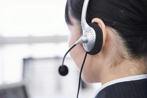 Business woman answering inquiries, call center, female, business woman, JPG