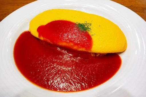 Fluffy and soft egg omelet rice, JPG
