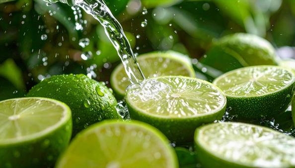 水と果実のコントラスト 水と果実のコントラストの写真