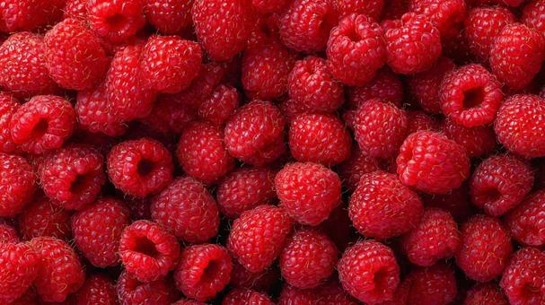 瑞々しいラズベリーが敷き詰められた背景の写真