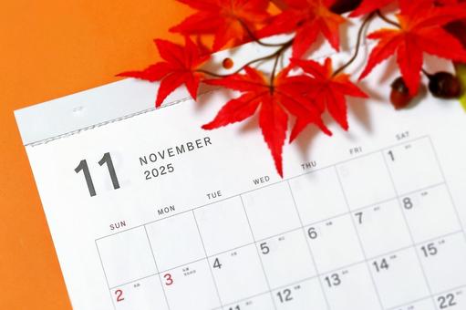 2025年11月カレンダー秋のイメージ1 2025年11月カレンダー秋のイメージ1 11月,カレンダー,11の写真素材