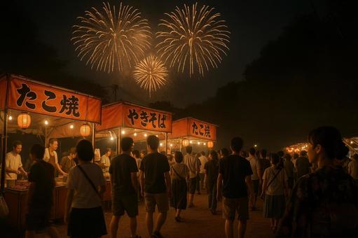 屋台通りを歩く人々 屋台通りを歩く人々の写真