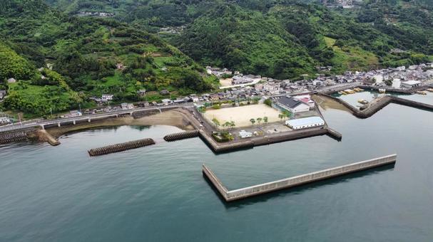 海と森 ドローン,海,山の写真素材
