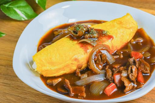 オムハヤシ オムハヤシ,ハヤシライス,オムライスの写真素材