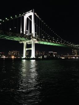 Photo, rainbow bridge, suspension bridge, tokyo, 