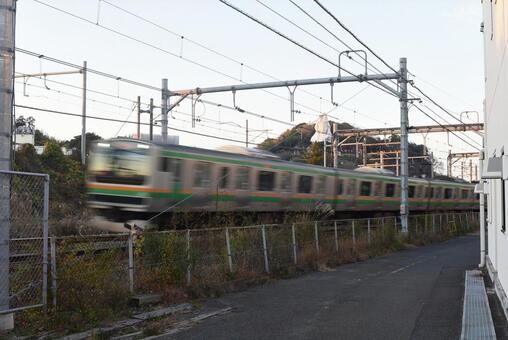 大船観音の見える風景 風景,大船観音,横須賀線の写真素材