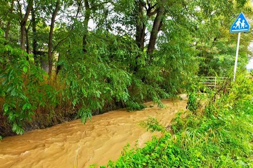 2025年9月の里山17 2025年9月の里山17 大雨,悪天候,雨上がりの写真素材