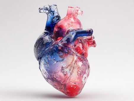 血液の流れを表現した透明な心臓の写真