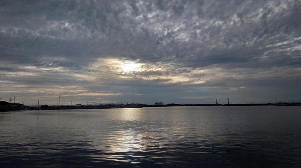 海 海,夕暮れ,空の写真素材