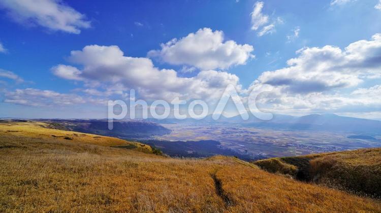 大観峯の風景 大観峯,絶景,阿蘇の写真素材