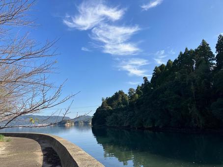 河口近くの海 河口,風景,水辺の写真素材