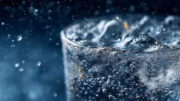喉を潤す、冷たい炭酸水の爽やかなイメージ 喉を潤す、冷たい炭酸水の爽やかなイメージの写真