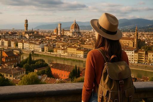 フィレンツェを見渡す旅人 フィレンツェを見渡す旅人の写真