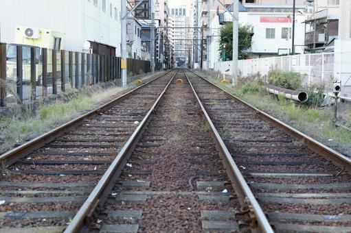 線路 線路,鉄道,単線の写真素材