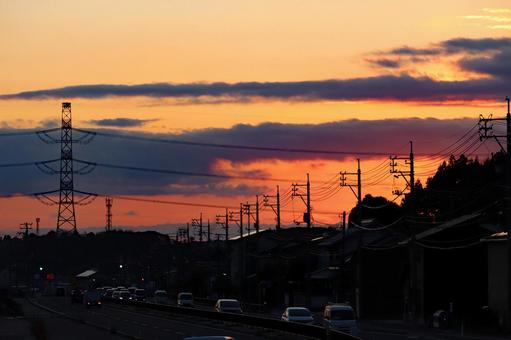 松江市某所の夕焼け 松江市某所の夕焼け 夕焼け,夕景,茜雲の写真素材