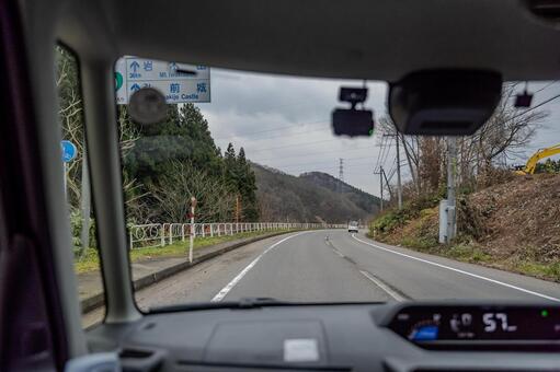 青森県ドライブ ドライブ,車窓,青森県の写真素材