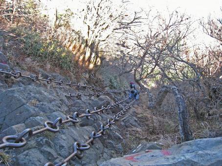 石鎚山の鎖場の写真