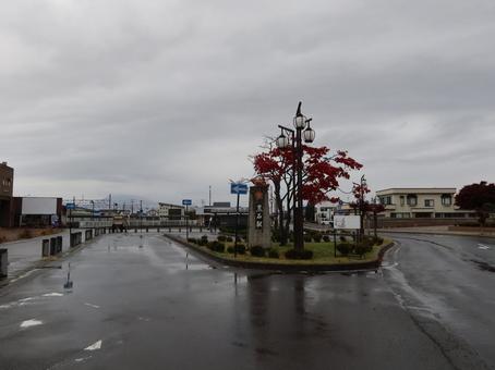 弘南鉄道弘南線 黒石駅 弘南鉄道弘南線,黒石駅,駅前ロータリーの写真素材
