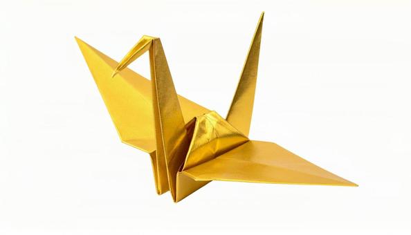 金色の折り鶴 折り紙 (背景透過) 金色の折り鶴 折り紙 (背景透過)の写真