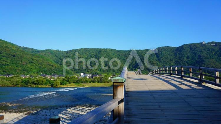 錦帯橋の橋の上 山口県,観光,錦帯橋の写真素材